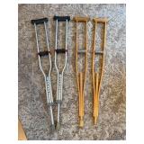Metal and Wood Crutches Set