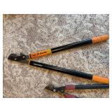 Fiskars Bypass Lopper and Anvil Pruner Set with Wooden Ruler