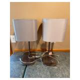 Set of 2 Modern Table Lamps with Silver Base and Fabric Shade