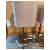 Set of 2 Modern Table Lamps with Silver Base and Fabric Shade