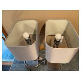 Set of 2 Modern Table Lamps with Silver Base and Fabric Shade