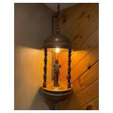 Vintage Hanging Rain Oil Lamp with Fisherman Figurine