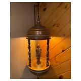 Vintage Hanging Rain Oil Lamp with Fisherman Figurine