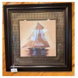 Framed Nautical Sepia Print of a Sailboat