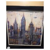 Large Framed Urban Cityscape Artwork