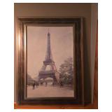 Framed Paris Eiffel Tower Painting 46" x 34"