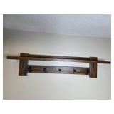 Wooden Wall Shelf with Coat Hooks
