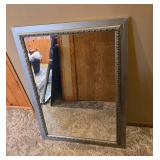 Large Rectangular Wall Mirror with Ornate Silver Frame