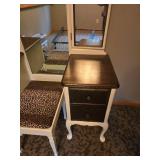 Vintage Vanity Set with Mirror and Leopard Print Stool
