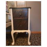 Vintage Vanity Set with Mirror and Leopard Print Stool