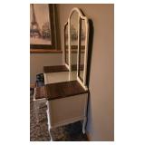 Vintage Vanity Set with Mirror and Leopard Print Stool