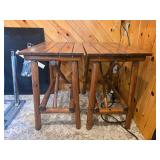 Pair of Rustic Wooden Side Tables