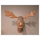 Handcrafted Wooden Moose Wall Mount with Natural Finish