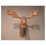 Handcrafted Wooden Moose Wall Mount with Natural Finish