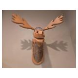 Handcrafted Wooden Moose Wall Mount with Natural Finish