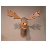 Handcrafted Wooden Moose Wall Mount with Natural Finish