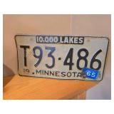 Vintage Wooden Duck, Antique Bottle, and Minnesota License Plate Collection