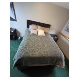 Queen Size Bed Frame with Headboard and Bedding Set