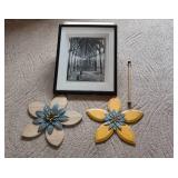 Wall Flower Decor and Wooden Bench Set