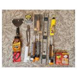 Assorted Home Improvement and Cleaning Supplies with Holiday Stocking