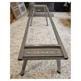 Long Glass Top Office Desk with Metal Legs