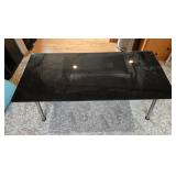 Long Glass Top Office Desk with Metal Legs