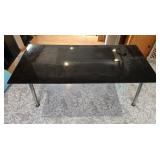 Long Glass Top Office Desk with Metal Legs