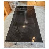 Long Glass Top Office Desk with Metal Legs