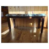 Upholstered Wooden Bench with Floral Fabric