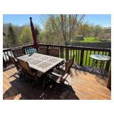 Outdoor Patio Dining Set with 6 Chairs, Extendable Table and Umbrella