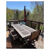 Outdoor Patio Dining Set with 6 Chairs, Extendable Table and Umbrella