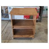 Wooden Utility Cart with Shelves on Wheels