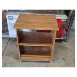 Wooden Utility Cart with Shelves on Wheels