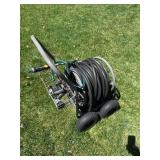 Heavy-Duty Garden Hose Reel Cart with Dual Wheels and Nozzles