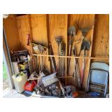Assorted Garage Tools and Firewood Collection