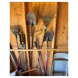 Assorted Garage Tools and Firewood Collection