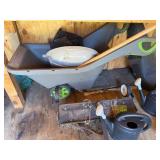 Set of Watering Cans, Seed Spreader, and Manual Lawn Mower