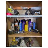 Assorted Household Chemicals (quantities unverified), Tools, and Accessories Collection