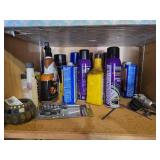 Assorted Household Chemicals (quantities unverified), Tools, and Accessories Collection