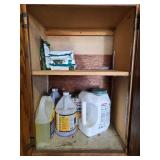 Collection of Household Cleaning Supplies (quantities unverified) and Garden Fertilizer