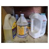 Collection of Household Cleaning Supplies (quantities unverified) and Garden Fertilizer