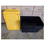 Set of 4 Heavy-Duty Black Storage Bins with Yellow Lids