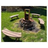 Set of 4 Wooden Outdoor Fire Pit Benches