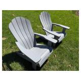 Pair of Gray Adirondack Chairs for Outdoor Patio Seating