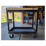 Mobile Black Metal Utility Cart with Wheels