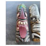 Set of 5 Carved Wooden Tiki Masks