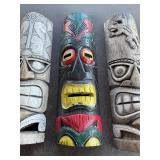 Set of 5 Carved Wooden Tiki Masks