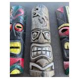 Set of 5 Carved Wooden Tiki Masks