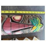 Set of 5 Carved Wooden Tiki Masks