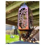 Set of Outdoor Hanging Lanterns with Intricate Metalwork Design